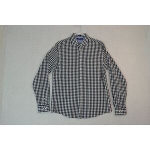 Tommy Hilfiger Slim Fit Men's 16.5 36-37 Black Plaid Long Sleeve Dress Shirt